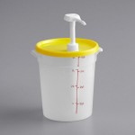 Choice Condiment Pump Kit with 1 oz. Pump and 4 Qt. Round Translucent Container with Yellow Lid
