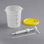 Choice Condiment Pump Kit with 1 oz. Pump and 4 Qt. Round Translucent Container with Yellow Lid