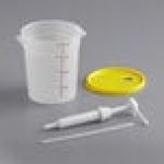Choice Condiment Pump Kit with 1 oz. Pump and 4 Qt. Round Translucent Container with Yellow Lid