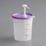 Choice Condiment Pump Kit with 1 oz. Pump and 4 Qt. Round Translucent Container with Yellow Lid