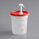 Choice Condiment Pump Kit with 1 oz. Pump and 4 Qt. Round Translucent Container with Yellow Lid