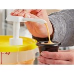 Choice Condiment Pump Kit with 1 oz. Pump and 4 Qt. Round Translucent Container with Yellow Lid