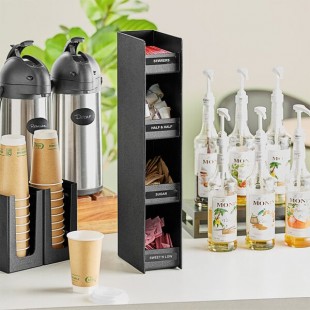 ServSense Black 4-Section Countertop Condiment Organizer - 4 1/4