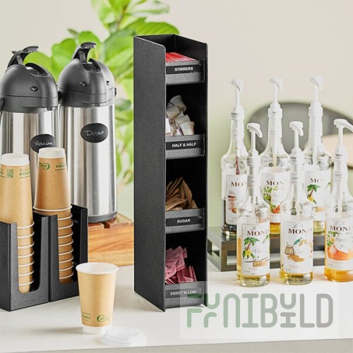 ServSense Black 4-Section Countertop Condiment Organizer - 4 1/4