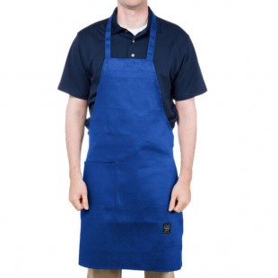 Chef Revival Royal Blue Poly-Cotton Customizable Bib Apron with 1 Pocket - 34