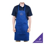 Chef Revival Royal Blue Poly-Cotton Customizable Bib Apron with 1 Pocket - 34 Chef Revival Royal Blue Poly-Cotton Customizable Bib Apron with 1 Pocket - 34