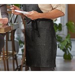 Acopa Kennett Black Denim Adjustable Bib Apron with 3 Pockets and Black Webbing - 32