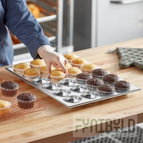Thunder Group 24 Cup 3.5 oz. Aluminum Muffin / Cupcake Pan ALKMP024 - 21