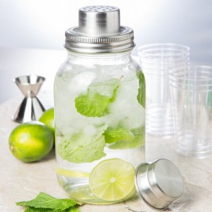 TableCraft MJS30 30 oz. Glass 3-Piece Mason Jar Cocktail Shaker