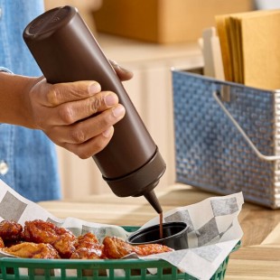 Choice 12 oz. Brown Wide Mouth Squeeze Bottle - 6/Pack Choice 12 oz. Brown Wide Mouth Squeeze Bottle - 6/Pack