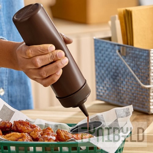 Choice 12 oz. Brown Wide Mouth Squeeze Bottle - 6/Pack