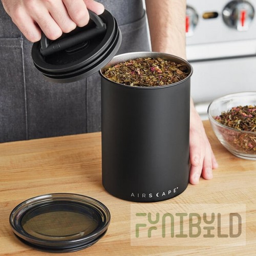 Planetary Design Airscape 17 oz. Matte Black Stainless Steel Round Airtight Food Storage Container AS1707