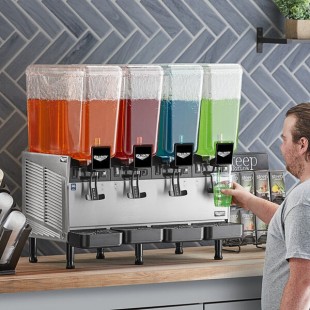 Vollrath VBBE4-37-F Quadruple 5.28 Gallon Bowl Refrigerated Beverage Dispenser with Fountain Spray Circulation - 115V