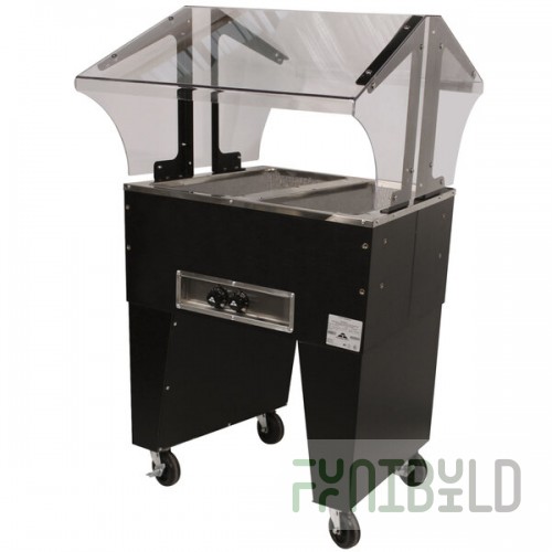 Advance Tabco B2-240-B-S Open Base Everyday Buffet Stainless Steel Two Pan Electric Hot Food Table with Stainless Steel Liners - Open Well - 208/240V