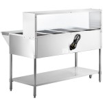 Avantco STE-4SGH Four Pan Open Well Electric Steam Table with Undershelf, Overshelf, and Sneeze Guard - 208/240V, 3000W