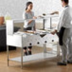 Avantco STE-4SGH Four Pan Open Well Electric Steam Table with Undershelf, Overshelf, and Sneeze Guard - 208/240V, 3000W