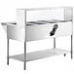 Avantco STE-4SGH Four Pan Open Well Electric Steam Table with Undershelf, Overshelf, and Sneeze Guard - 208/240V, 3000W