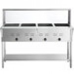 Avantco STE-4SGH Four Pan Open Well Electric Steam Table with Undershelf, Overshelf, and Sneeze Guard - 208/240V, 3000W