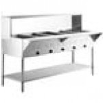 Avantco STE-4SGH Four Pan Open Well Electric Steam Table with Undershelf, Overshelf, and Sneeze Guard - 208/240V, 3000W