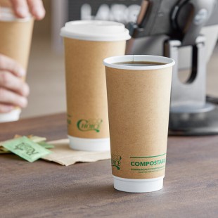 EcoChoice 20 oz. Smooth Double Wall Kraft Compostable Paper Hot Cup - 500/Case