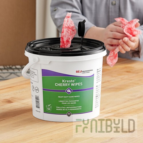 SC Johnson Professional® Kresto KCW130W 130-Count Cherry Heavy-Duty Hand Cleaning Wipes - 4/Case