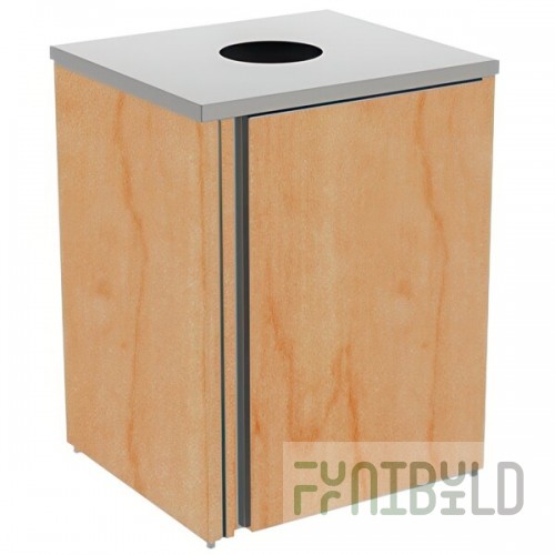 Lakeside 3410HRM Rectangular Stainless Steel Waste Station with Top Access and Hard Rock Maple Laminate Finish - 26 1/2