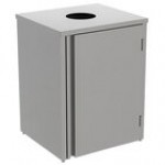Lakeside 3410HRM Rectangular Stainless Steel Waste Station with Top Access and Hard Rock Maple Laminate Finish - 26 1/2 Lakeside 3410HRM Rectangular Stainless Steel Waste Station with Top Access and Hard Rock Maple Laminate Finish - 26 1/2