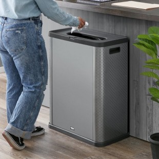 Rubbermaid® 2136962 Elevate 23 Gallon Dark Gray Three-Sided Decorative Slim Can Waste Container / Shell