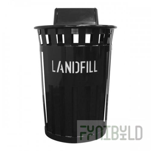 Witt Industries Oakley Eco M3601LF-SWT-BK 36 Gallon Black Outdoor Landfill Receptacle with Swing Top Lid
