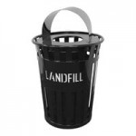 Witt Industries Oakley Eco M3601LF-SWT-BK 36 Gallon Black Outdoor Landfill Receptacle with Swing Top Lid