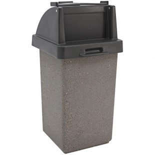 Wausau Tile TF1020 30 Gallon Concrete Square Trash Can with Plastic Push Door Lid and Tray Caddy Wausau Tile TF1020 30 Gallon Concrete Square Trash Can with Plastic Push Door Lid and Tray Caddy