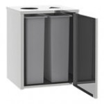 Lakeside 3412RM Stainless Steel Rectangular Refuse / Recycling Station with Top Access and Red Maple Laminate Finish - 26 1/2