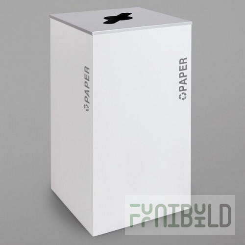 Ex-Cell Kaiser RC-KD36-P BT-WHT Black Tie Kaleidoscope White Gloss Square 36 Gallon Paper Receptacle