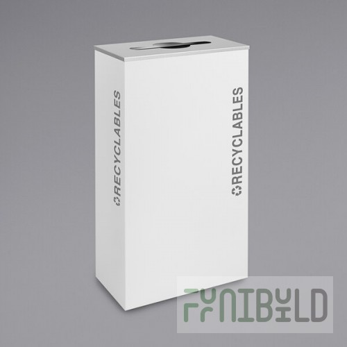 Ex-Cell Kaiser RC-KD17-R BT-WHT Black Tie Kaleidoscope White Gloss 17 Gallon Rectangular Recyclables Receptacle