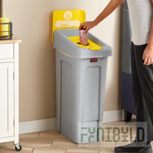 Rubbermaid® Slim Jim 2185052 23 Gallon Single-Stream Bottle / Can Recycling Station with Lid