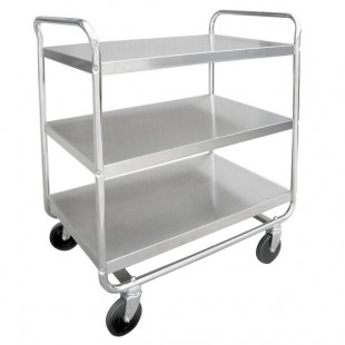 Lakeside 493 Medium-Duty Stainless Steel Three Shelf Tubular Utility Cart with Chrome-Plated Legs / Frame - 36 Lakeside 493 Medium-Duty Stainless Steel Three Shelf Tubular Utility Cart with Chrome-Plated Legs / Frame - 36
