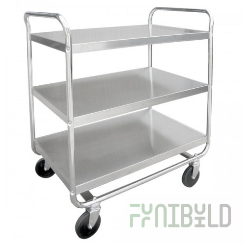 Lakeside 493 Medium-Duty Stainless Steel Three Shelf Tubular Utility Cart with Chrome-Plated Legs / Frame - 36
