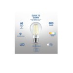Globe 8W Dusk-To-Dawn Clear LED Lamp, 800 Lumens, 3,000K (A19) - 2/Case Globe 8W Dusk-To-Dawn Clear LED Lamp, 800 Lumens, 3,000K (A19) - 2/Case