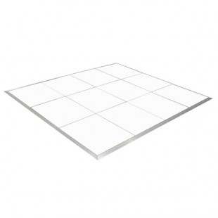 Palmer Snyder 12' x 16' White Acrylic Portable Dance Floor with Silver Trim - 4' x 4' Panels Palmer Snyder 12' x 16' White Acrylic Portable Dance Floor with Silver Trim - 4' x 4' Panels