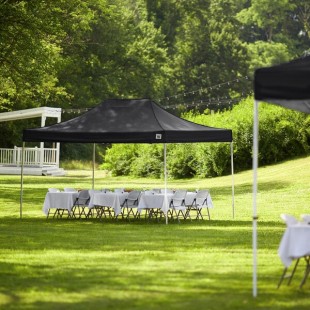 Backyard Pro Courtyard Series 10' x 15' Black Straight Leg Heavy-Duty Aluminum Instant Pop-Up Canopy Tent Backyard Pro Courtyard Series 10' x 15' Black Straight Leg Heavy-Duty Aluminum Instant Pop-Up Canopy Tent