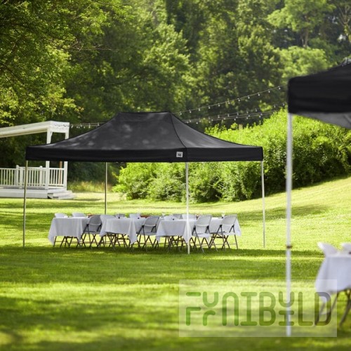 Backyard Pro Courtyard Series 10' x 15' Black Straight Leg Heavy-Duty Aluminum Instant Pop-Up Canopy Tent