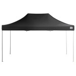 Backyard Pro Courtyard Series 10' x 15' Black Straight Leg Heavy-Duty Aluminum Instant Pop-Up Canopy Tent Backyard Pro Courtyard Series 10' x 15' Black Straight Leg Heavy-Duty Aluminum Instant Pop-Up Canopy Tent