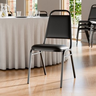 Lancaster Table & Seating Black Stackable Banquet Chair with 1 Lancaster Table & Seating Black Stackable Banquet Chair with 1