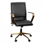 Flash Furniture James Black LeatherSoft Mid-Back Swivel Office Chair with Brushed Chrome Base and Arms