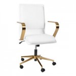 Flash Furniture James Black LeatherSoft Mid-Back Swivel Office Chair with Brushed Chrome Base and Arms