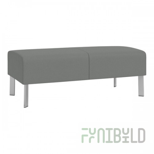Lesro Luxe Lounge Series Open House Asteroid Fabric 2-Seat Bench with Steel Legs