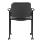 Boss Contemporary Black Caressoft Vinyl Stacking Guest Chair with Fixed Arms and Casters Boss Contemporary Black Caressoft Vinyl Stacking Guest Chair with Fixed Arms and Casters