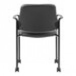 Boss Contemporary Black Caressoft Vinyl Stacking Guest Chair with Fixed Arms and Casters Boss Contemporary Black Caressoft Vinyl Stacking Guest Chair with Fixed Arms and Casters