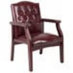 Boss B959-BY Ivy League Burgundy Oxblood Vinyl Executive Guest Chair with Mahogany Finish