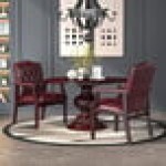 Boss B959-BY Ivy League Burgundy Oxblood Vinyl Executive Guest Chair with Mahogany Finish